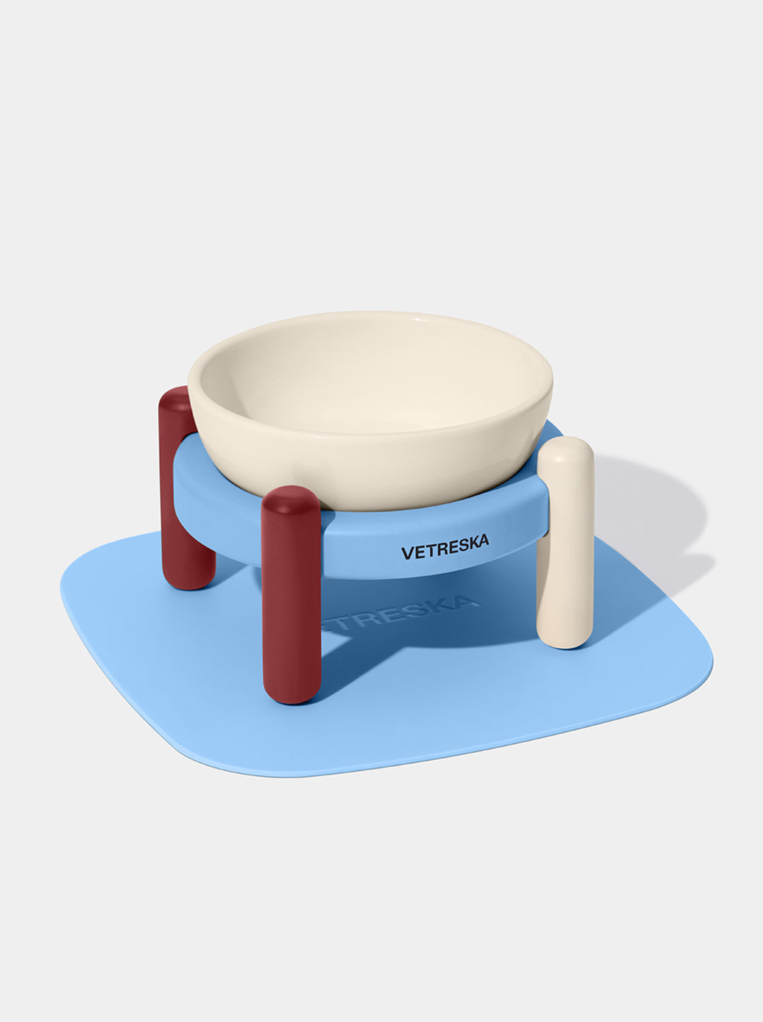 VETRESKA MIST AND MERLOT PET BOWL & MAT SET